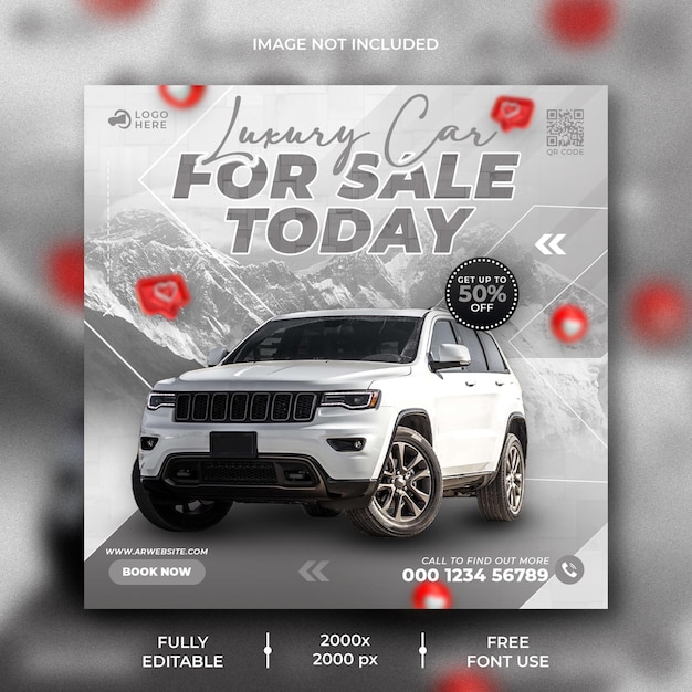 Car rental promotion social media instagram post banner template