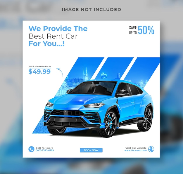 Car rental promotion social media instagram post banner template