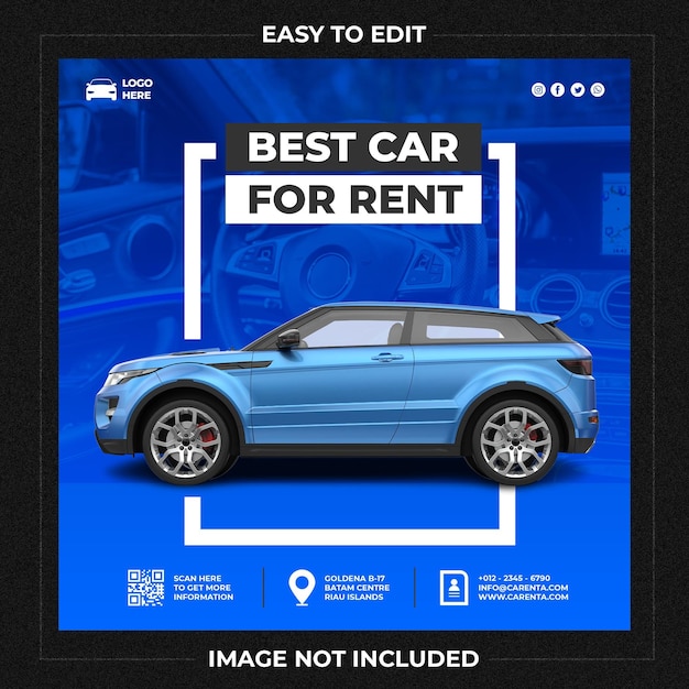 Car rental promotion social media instagram post banner template