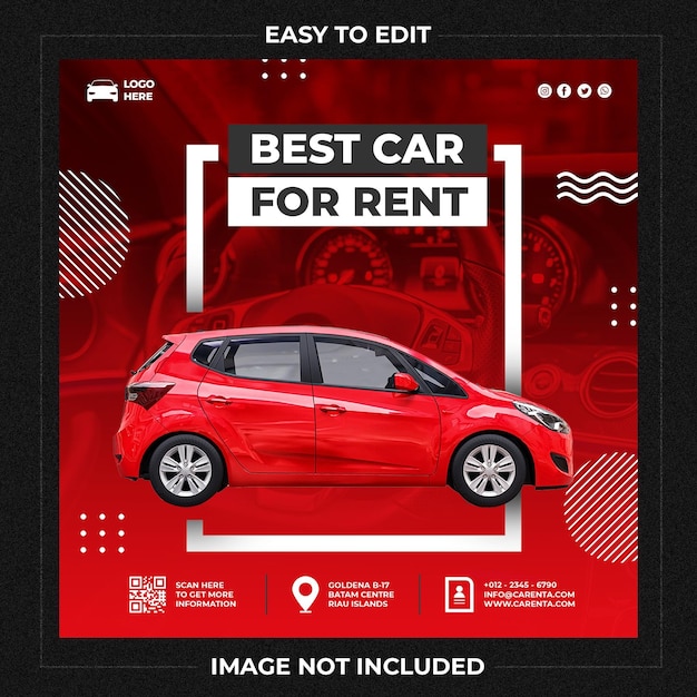 Car rental promotion social media instagram post banner template