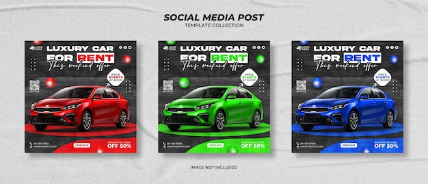 Car rental promotion social media post and web banner design template