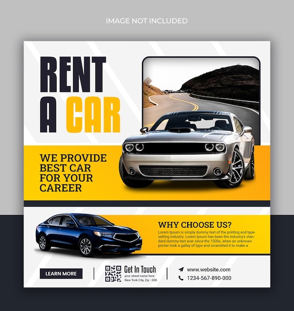 Car rental promotion social media post and web banner design template