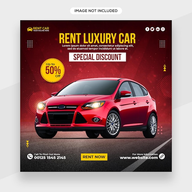 car rental promotional Instagram banner or social media post or Facebook cover template