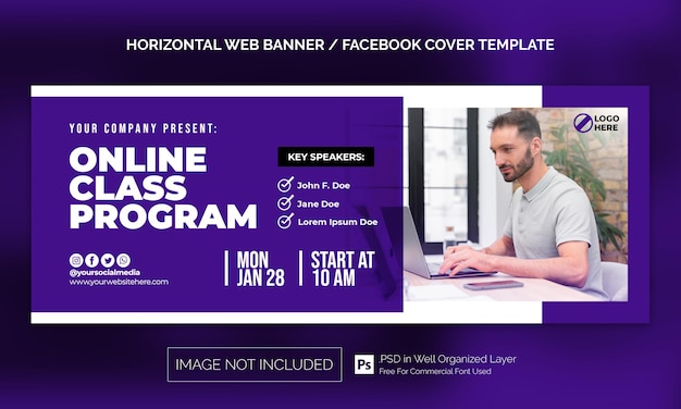 Car Rental Sale Horizontal Banner or Facebook Cover Advertising Template