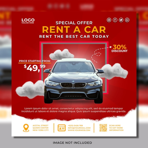 Car rental sale promotion social media instagram post template