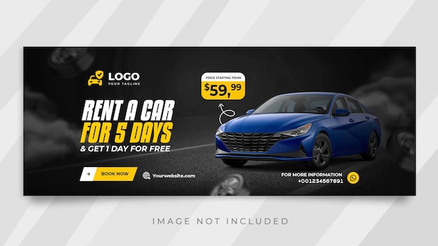 Car rental social media facebook cover template or web banner template