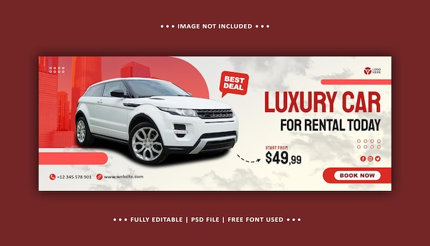 Car Rental Social Media Promotion Facebook Cover Banner Template Premium Psd