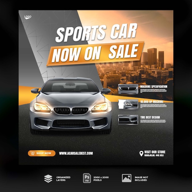 PSD car sale promotion social media post and banner