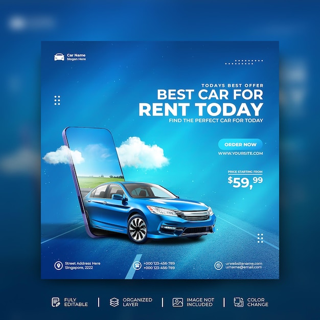 Car sell promotion social media instagram post template psd