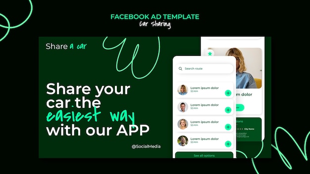 Car sharing service facebook template
