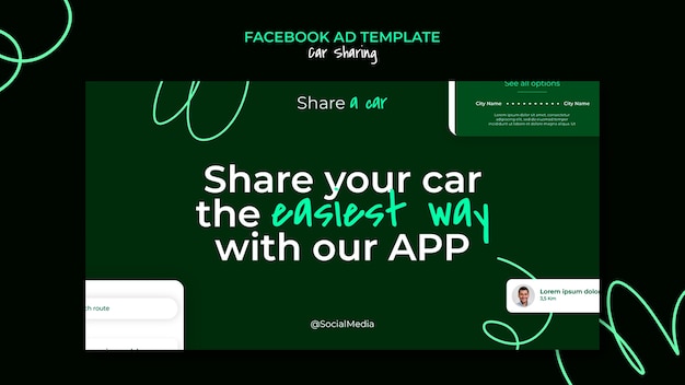 Car sharing service facebook template