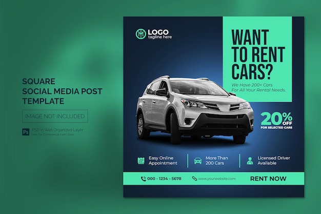 Car Social Media Instagram Post or Square Web Banner Advertising Template