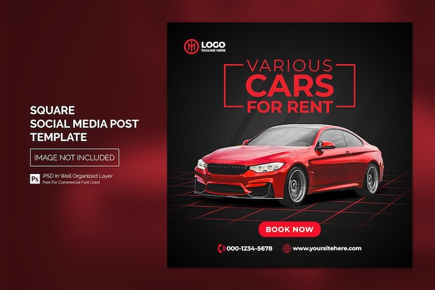 Car Social Media Instagram Post or Square Web Banner Advertising Template