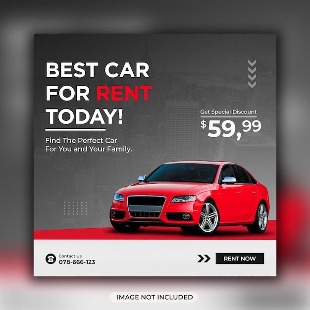 Car  social media instagram post or square web banner advertising template