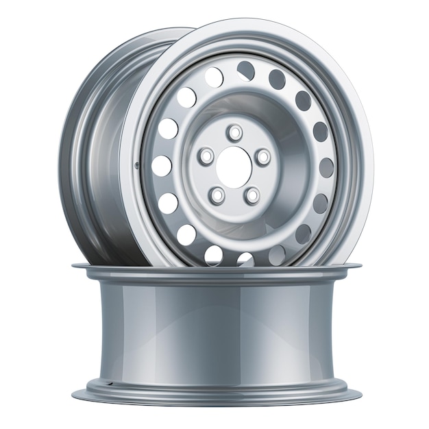 Car steel wheels car rims 3D rendering isolated on transparent background