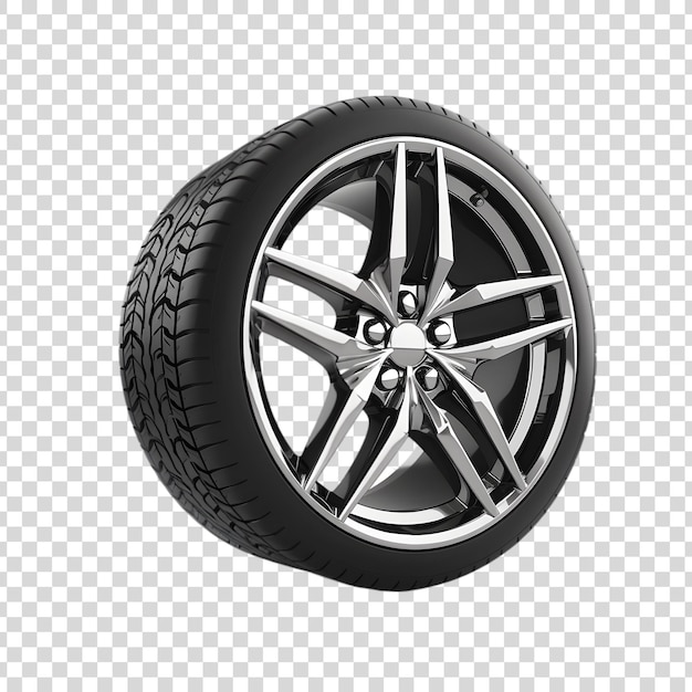 Car tire and wheel isolated on a transparent background