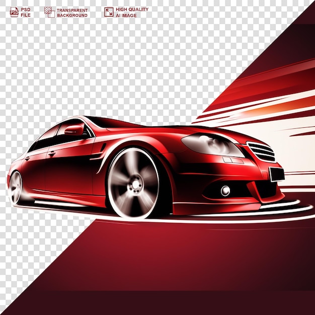 Car on transparent background 3d rendering illustration