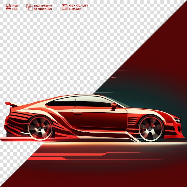 Car on transparent background 3d rendering illustration