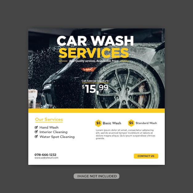 Car wash social media post design or instagram banner template