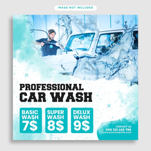 Car washing flyer and social media post template