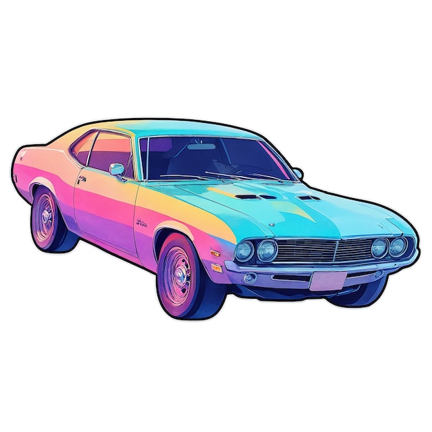 PSD car watercolor sticker isolated on transparent background