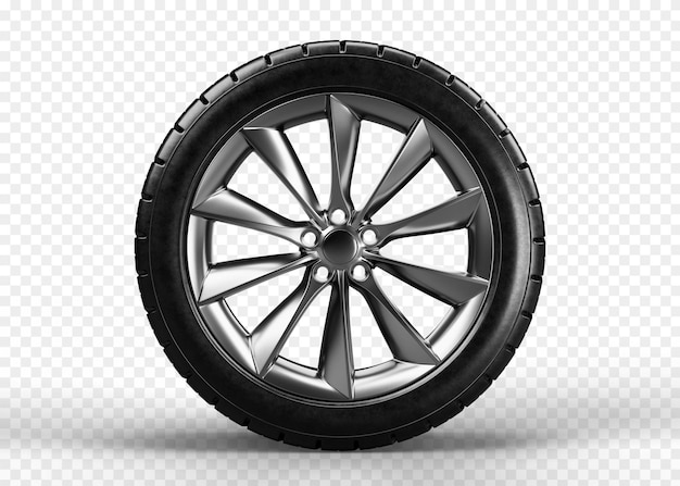 Car wheel isolated on transparent background 3D rendering illustration