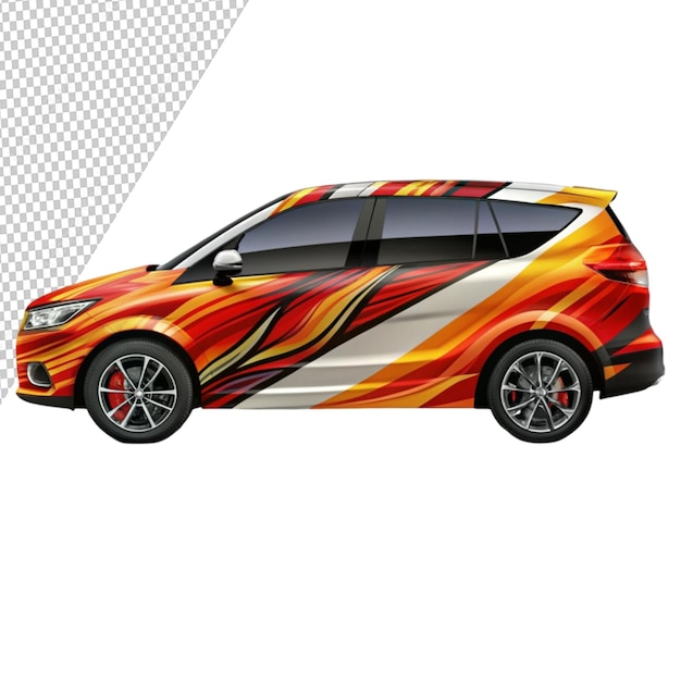 PSD car wrap decal design isolated on transparent background