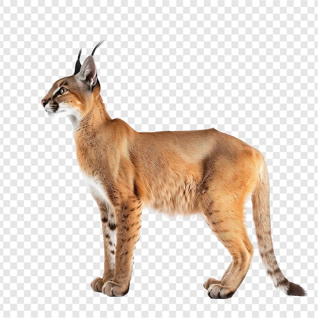 PSD caracal side view full body isolate on transaprency background psd