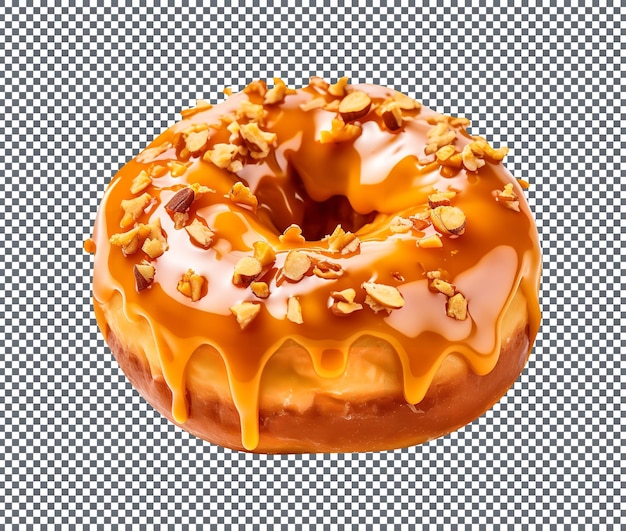 Caramel apple donut isolated transparent on background