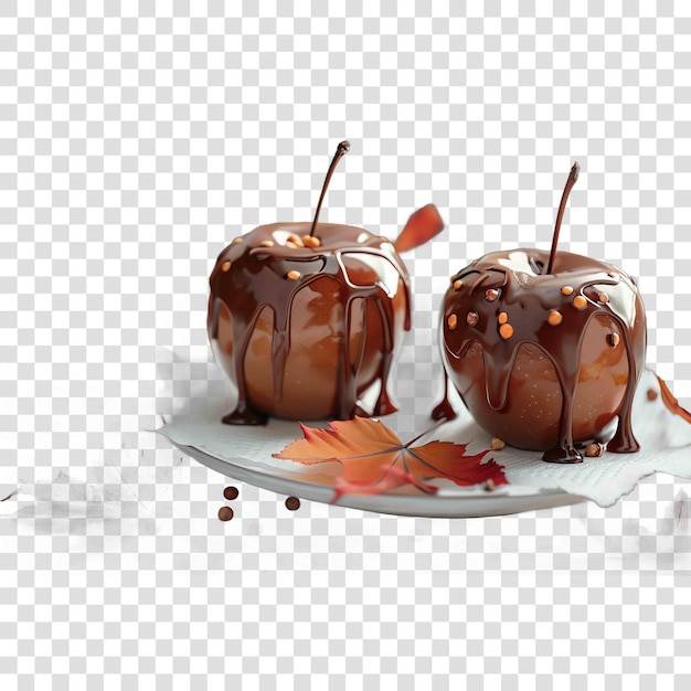 Caramel apple making fall autumn illustrationon transparent background