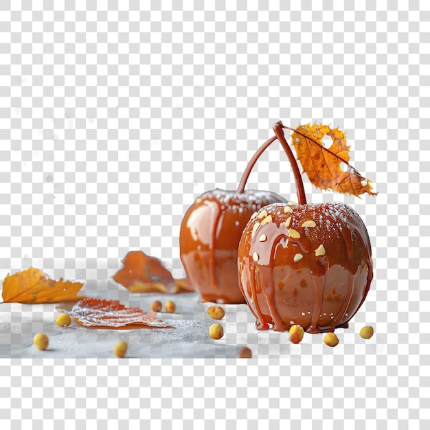 Caramel apple making fall autumn illustrationon transparent background