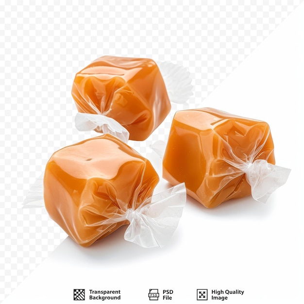 Caramel candies isolated on a white isolated background With clipping path