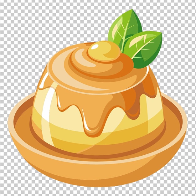 PSD caramel custard pudding on transparent background