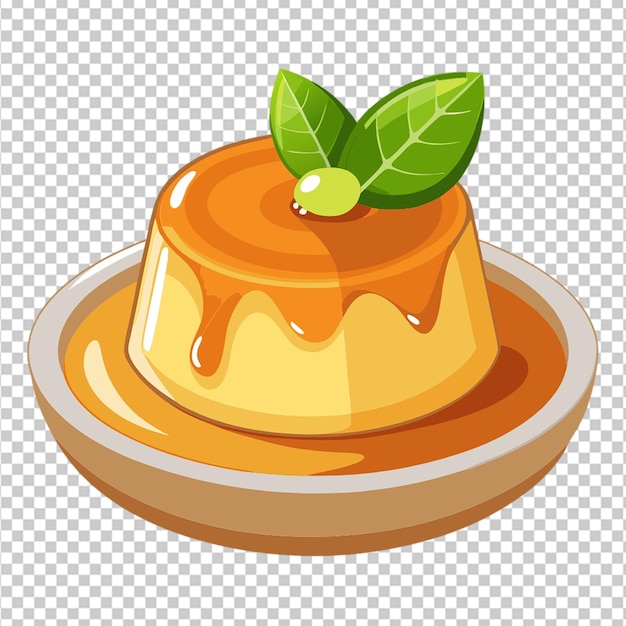 PSD caramel custard pudding on transparent background