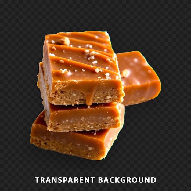 Caramel dessert slices on a transparent background isolated object