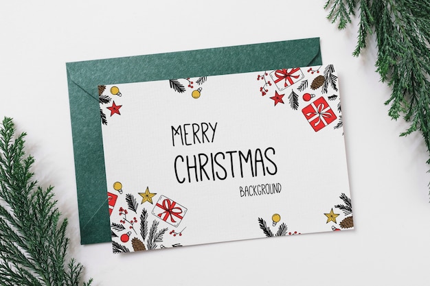 PSD card and envelope mockup with christmas concept