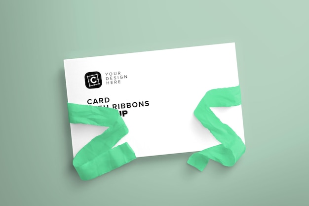 Card with Card with ribbons Mockup