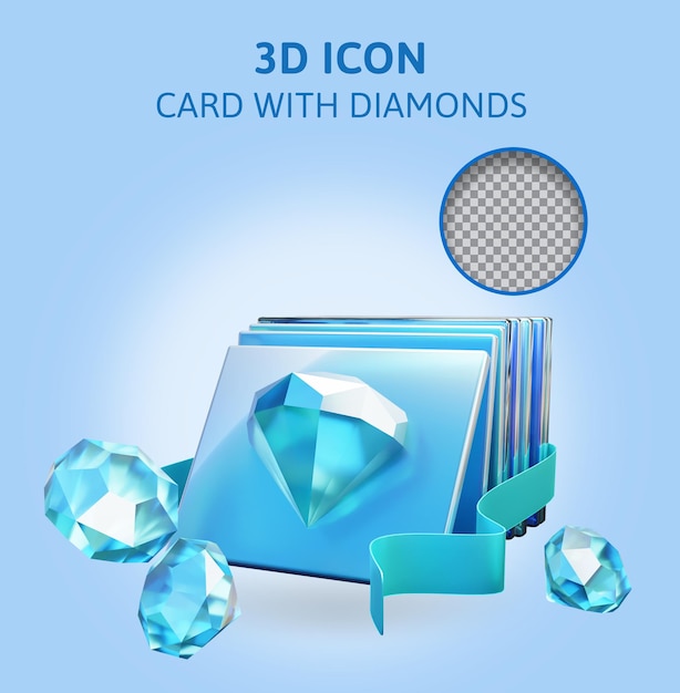 card with diamonds 3d rendering illustration