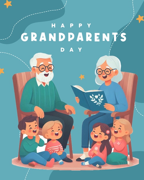 PSD a card with a family and grandparents on it