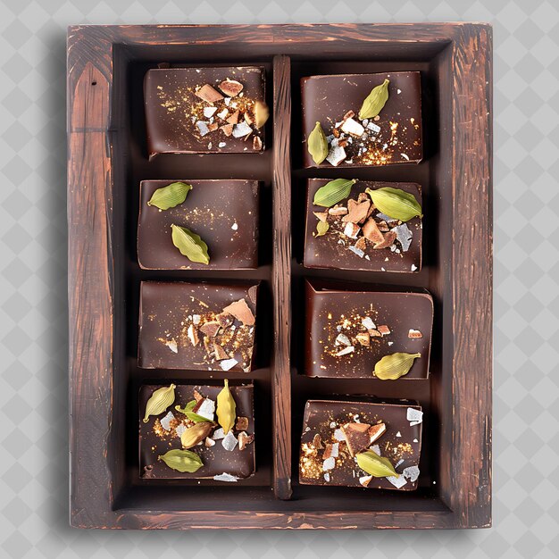 PSD cardamom chocolate with light brown and matte texture decora yummy chocolate in png format