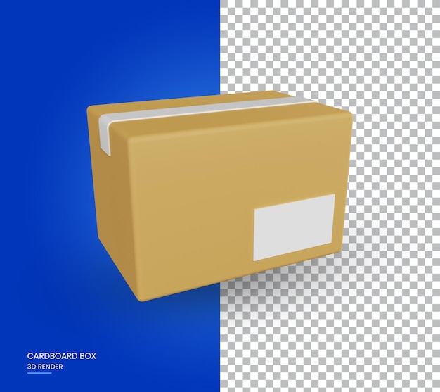 Cardboard box for delivery on a transparent background 3d render illustration