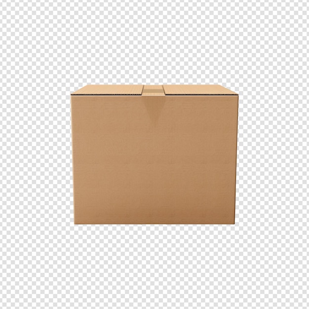 PSD cardboard box for mockup isolated transparent background