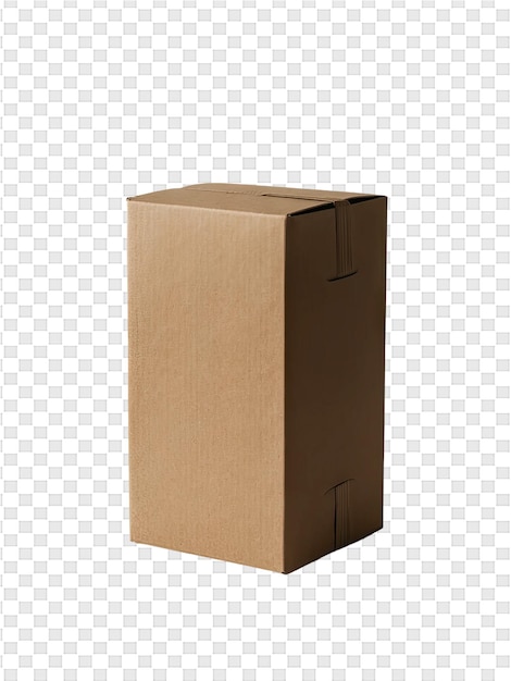 PSD a cardboard box with the label open on a transparent background