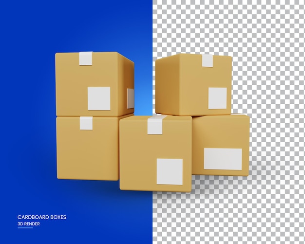 Cardboard boxes for delivery on a transparent background 3d render illustration