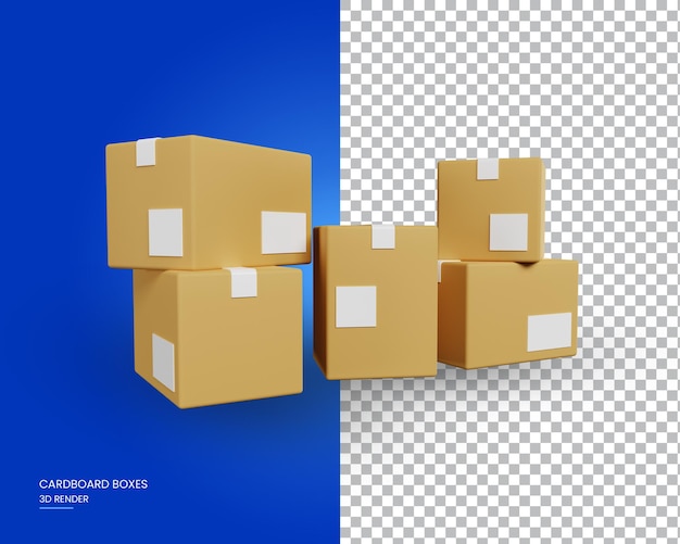 Cardboard boxes for delivery on a transparent background 3d render illustration