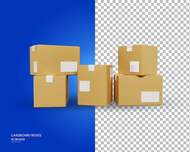 Cardboard boxes for delivery on a transparent background 3d render illustration