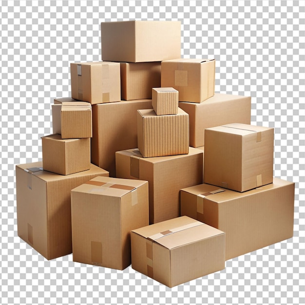 Cardboard boxes isolated on transparent background