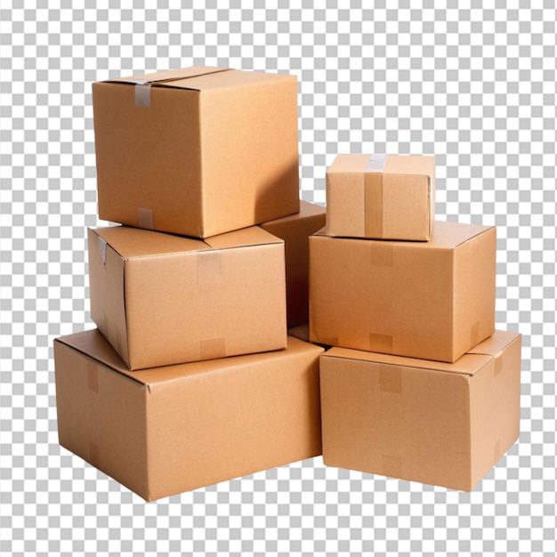 Cardboard boxes isolated on transparent background