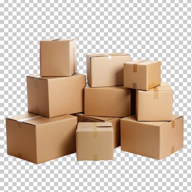 Cardboard boxes isolated on transparent background