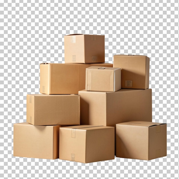 Cardboard boxes isolated on transparent background